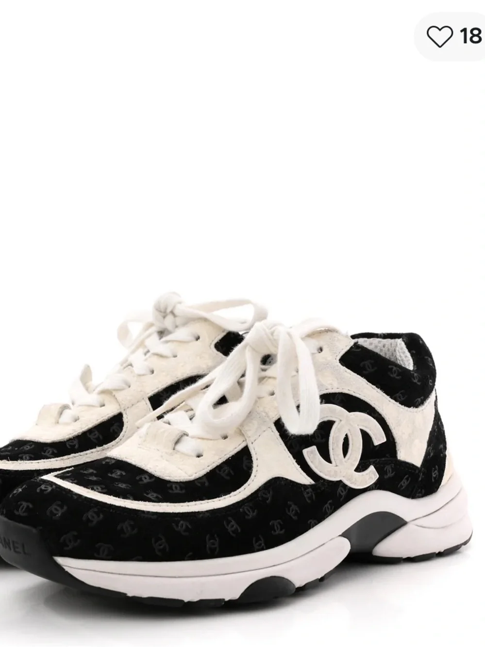 CHANEL Suede Calfskin Black and White CC Logo Sneakers Sz 8 1/2 EU 39